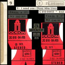 THE BEATLES DISCOGRAPHY FRANCE - OLDIES BUT GOLDIES - 090 L6-P1 - I NEED YOU / DIZZY MISS LIZZY - E 2C 010-04455 - pic 1