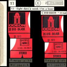 THE BEATLES DISCOGRAPHY FRANCE - OLDIES BUT GOLDIES - 130 L6-P1 - EIGHT DAYS A WEEK / I'M A LOSER - E 2C 010-04459 - pic 1