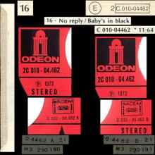 THE BEATLES DISCOGRAPHY FRANCE - OLDIES BUT GOLDIES - 160 L6-P1 - NO REPLY / BABY'S IN BLACK - E 2C 010-04462 - pic 1