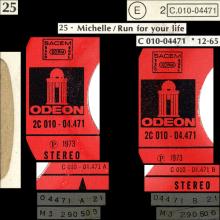 THE BEATLES DISCOGRAPHY FRANCE - OLDIES BUT GOLDIES - 250 L7-P2 - MICHELLE / RUN FOR YOUR LIFE - E 2C 010-04471 - pic 1