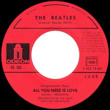 THE BEATLES DISCOGRAPHY FRANCE - OLDIES BUT GOLDIES - 320 L6-P1 - ALL YOU NEED IS LOVE / BABY YOU'RE A RICH MAN - E FO.103 - pic 1