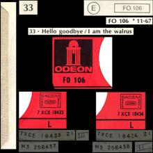 THE BEATLES DISCOGRAPHY FRANCE - OLDIES BUT GOLDIES - 330 L6-P1 - HELLO GOODBYE / I AM THE WALRUS - E FO.106 - pic 1