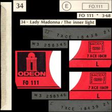THE BEATLES DISCOGRAPHY FRANCE - OLDIES BUT GOLDIES - 340 L6-P1 - LADY MADONNA / THE INNER LIGHT - E FO.111 - pic 1
