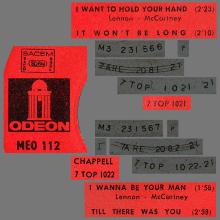 THE BEATLES FRANCE EP - D - 1971 06 00 - MEO 112 - SLEEVE 4 - LABEL B - SACEM REISSUE - pic 1