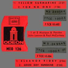 THE BEATLES FRANCE EP - D - 1971 06 00 - MEO 126 - SLEEVE 1 - LABEL B/B - SACEM REISSUE - pic 1