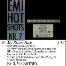 1989 EMI HOT SHOTS NR.7 - MY BRAVE FACE - CDP 518 913 - PROMOTION EXEMPLAR  - pic 3