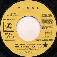 frprs1978  With A Little Luck / Backwards Traveller - Cuff Link SP 612 -promo - pic 1