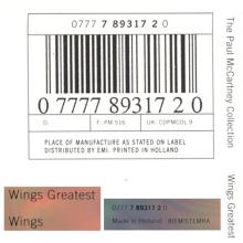 The Paul McCartney Collection 09 WINGS GREATEST 0777 7 89317 2 0 hol - pic 11