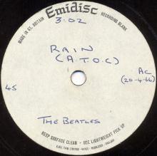 THE BEATLES ACETATE - RAIN - pic 1
