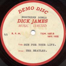 The Beatles Acetate Run For Your Life - pic 1