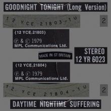 1979 03 23 WINGS GOODNIGHT TONIGHT ⁄ DAYTIME NIGHTIME SUFFERING - 12 YR 6023 - 12 INCH - UK - pic 1