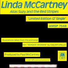 1980 07 18 LINDA McCARTNEY ALIAS SUZY AND THE RED STRIPES - SEASIDE WOMAN ⁄ B-SIDE TO SEASIDE - AMSP 7548 - 12 INCH - UK - pic 1