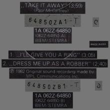 1982 07 05 PAUL McCARTNEY TAKE IT AWAY - 1A 062Z-64850 - 3 TRACKS 12 INCH - HOLLAND - pic 1