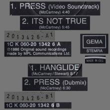 1986 07 14 PAUL McCARTNEY PRESS - 1C K 060-20 1342 6 - 4 TRACKS 12 INCH - GERMANY / HOLLAND - pic 1