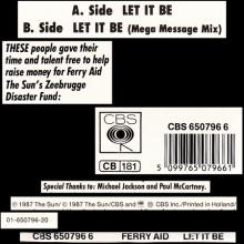 1987 03 23 PAUL McCARTNEY - LET IT BE - THE SUN FERRY AID - CBS 650796 6 - 12 INCH - HOLLAND - pic 1
