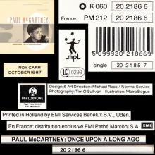 1987 11 16 PAUL McCARTNEY ONCE UPON A LONG AGO - K 060 20 2186 6 - 5 099920 21866 9 - 4 TRACKS 12 INCH - GERMANY / HOLLAND - pic 1