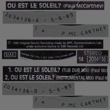 1989 11 13 PAUL McCARTNEY OU EST LE SOLEIL ? - 14 2034136 - 5 099920 341367 - 3 TRACKS 12 INCH - ITALY - pic 3