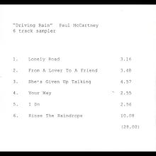 UK 2001 11 12 - PAUL MCCARTNEY - DRIVING RAIN - 6 TRACKS CDR - PROMO - pic 1