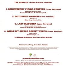 2006 11 20 - THE BEATLES - LOVE - 4 TRACK SAMPLER - 0946 3 81732 2 9 - PROMO CD - pic 2