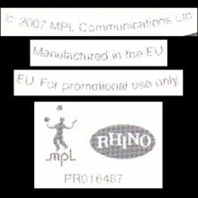 UK 2007 11 12 - PAUL McCARTNEY - THE McCARTNEY YEARS - RHINO PRO 16487 - PROMO CD - EU/UK  - pic 1