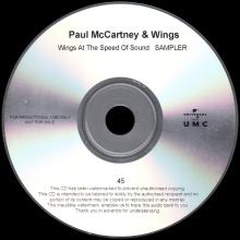 UK 2014 11 03 - PAUL MCCARTNEY & WINGS AT THE SPEED OF SOUND -ARCHIVE COLLECTION - SAMPLER PROMO CDR - pic 1