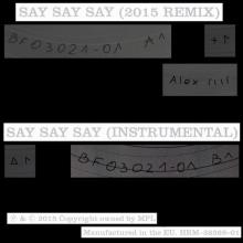 2015 10 06 PAUL McCARTNEY - SAY SAY SAY (2015 REMIX) - HRM-38269-01 - 8 88072 38269 5 - 12 INCH - EU - pic 1
