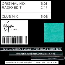 2016 05 19 A 1985 PAUL McCARTNEY & WINGS vs. TIMO MAAS & JAMES TEEJ - LC 33687 ⁄ 0602547909183 - 12 INCH - EU - pic 1