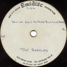 THE BEATLES ACETATE - YOU'VE GOT TO HIDE YOUR LOVE AWAY - pic 1