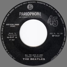 yu010 All You Need Is Love ⁄ Baby You're A Rich Man ⁄ SP 8137 -BEATLES DISCOGRAPHY YUGOSLAVIA - pic 3
