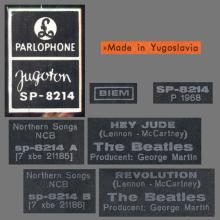 yu040 Hey Jude ⁄ Revolution ⁄ SP 8214  -BEATLES DISCOGRAPHY YUGOSLAVIA - pic 1